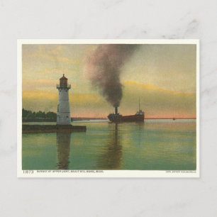Vintage Upper Light (lighthouse) Postcard