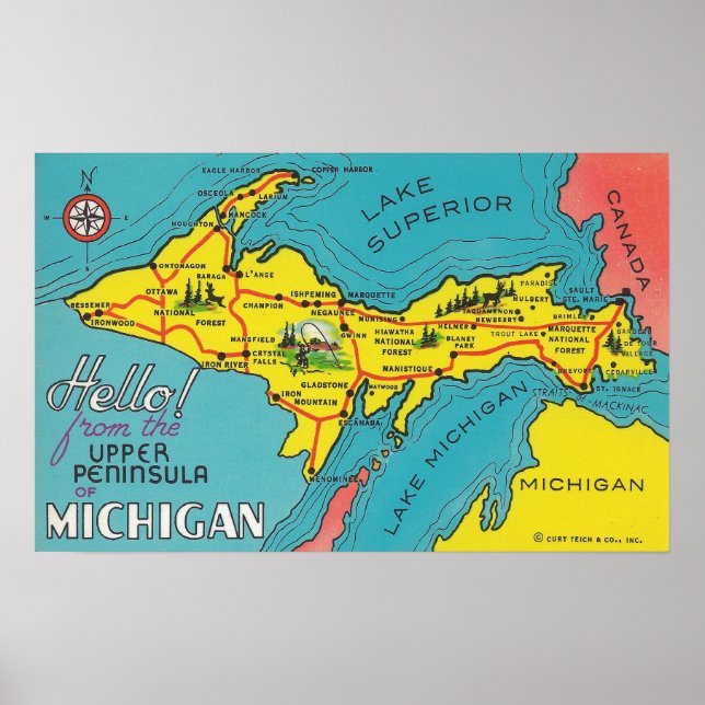 Vintage Upper Peninsula Michigan Travel Poster (Front)