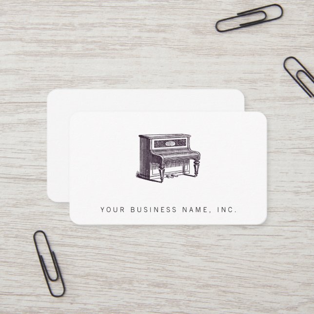 Vintage Upright Piano Business Card (Front/Back In Situ)