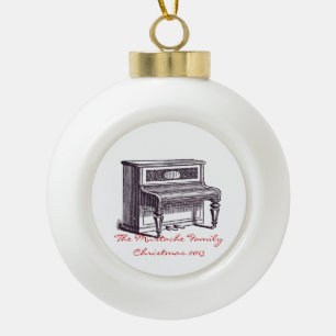 Vintage Upright Piano Ceramic Ball Christmas Ornament