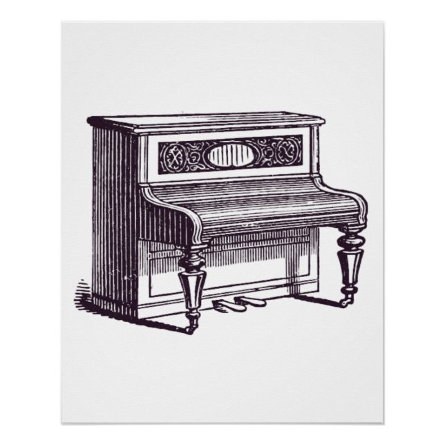 Vintage Upright Piano Poster (Front)