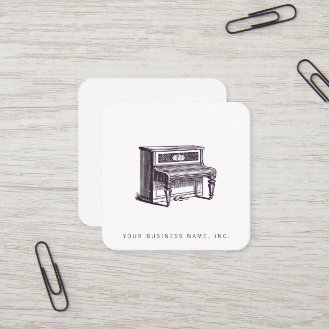 Vintage Upright Piano Square Business Card (Front/Back In Situ)