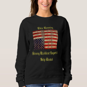 Vintage Upside Down American Flag Distressed Sweatshirt