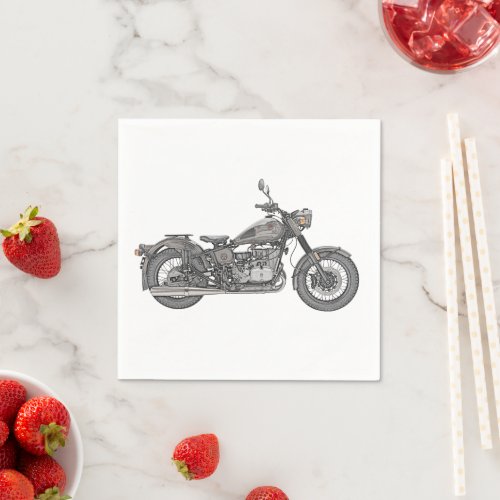 Vintage Ural Motorcycle Illustration Paper Napkins