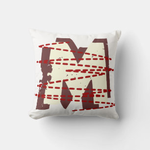Vintage Urban Grunge Distressed Monogram Letter Throw Pillow