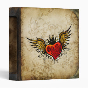 Vintage Urban Tattoo Winged Heart Letterhead Binder