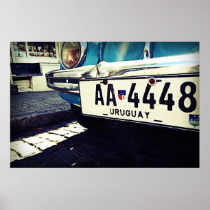 Vintage Uruguay Car South America Travel Poster