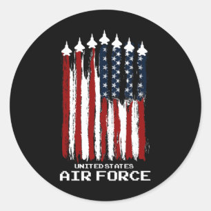 Vintage Us Air Force Veterans Usa American Flag 4t Classic Round Sticker