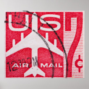 Vintage US Air Mail Travel Poster