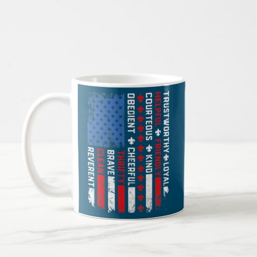 Vintage US America Flag Scouting Law Happy 4th of Coffee Mug