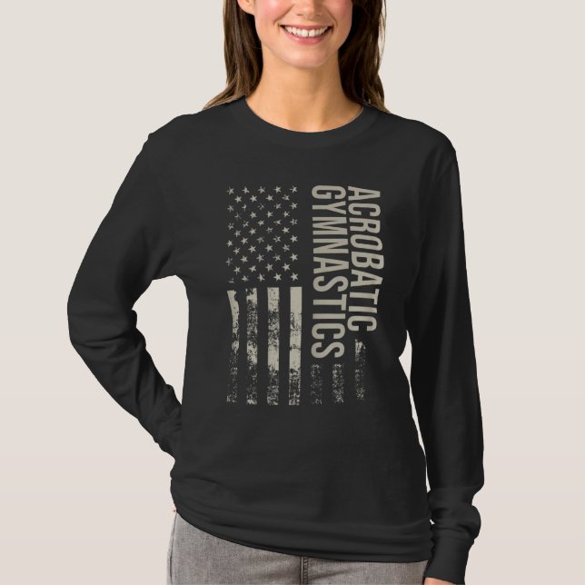 Vintage US American Flag Acrobatic Gymnastics T-Shirt (Front)