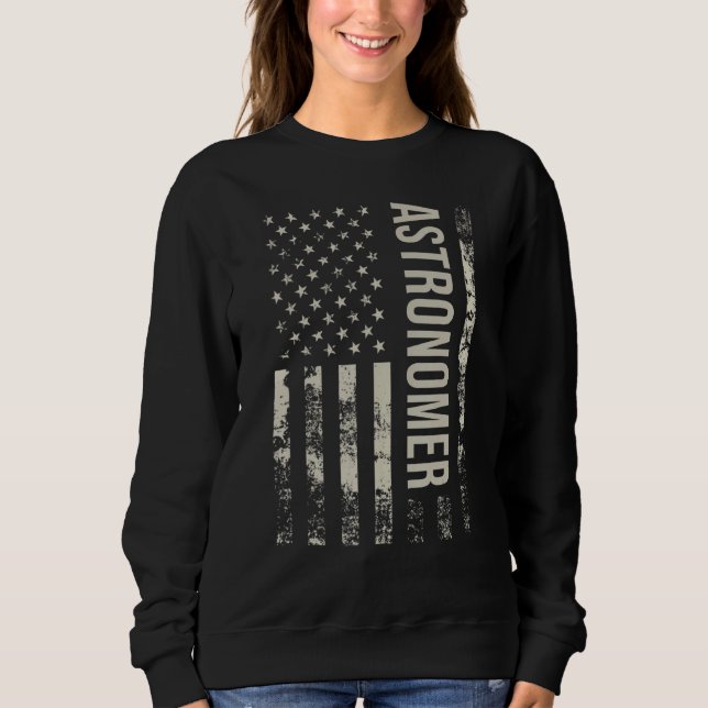 Vintage US American Flag Astronomer Sweatshirt (Front)