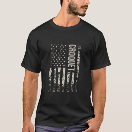 Vintage US American Flag Croquet  T_Shirt