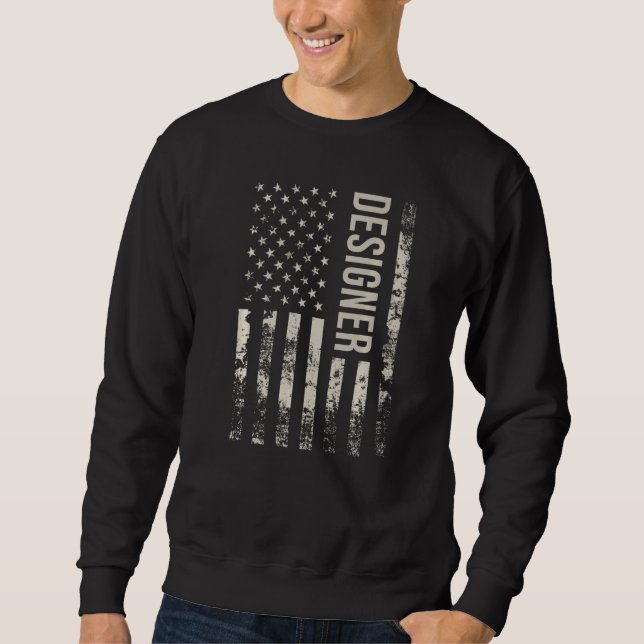 Vintage US American Flag Designer Premium Sweatshirt (Front)