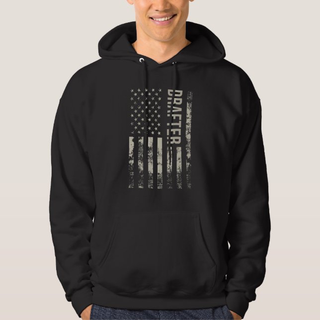 Vintage US American Flag Drafter Hoodie (Front)