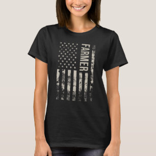 Vintage US American Flag Farmer T-Shirt