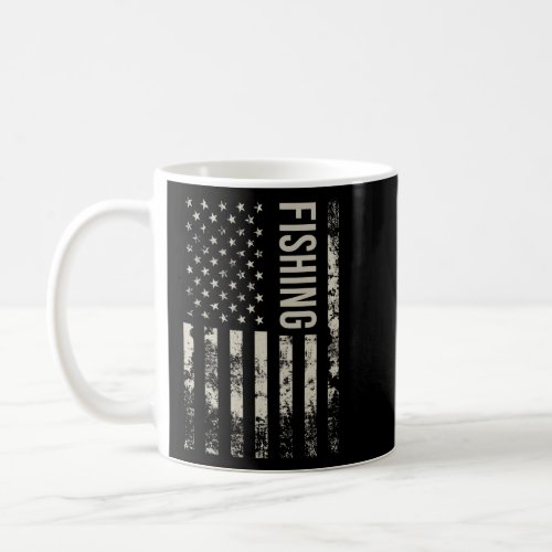 Vintage US American Flag Fishing  Coffee Mug
