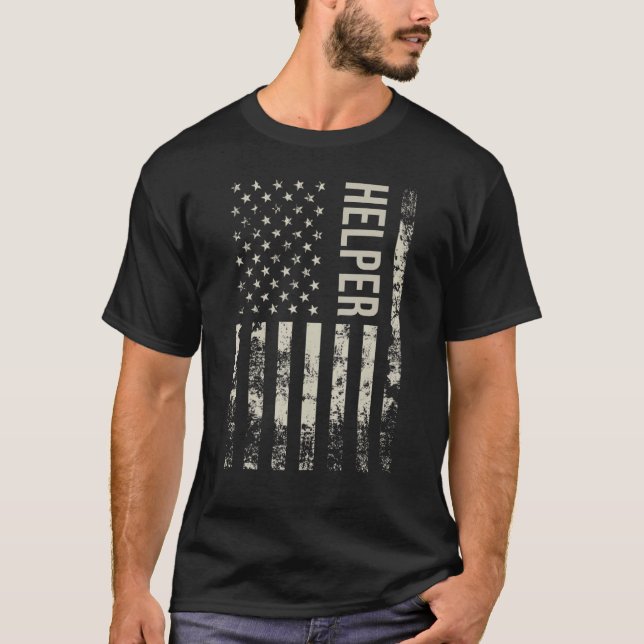Vintage US American Flag Helper T-Shirt (Front)