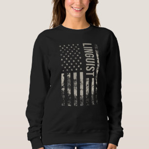 Vintage US American Flag Linguist Premium Sweatshirt