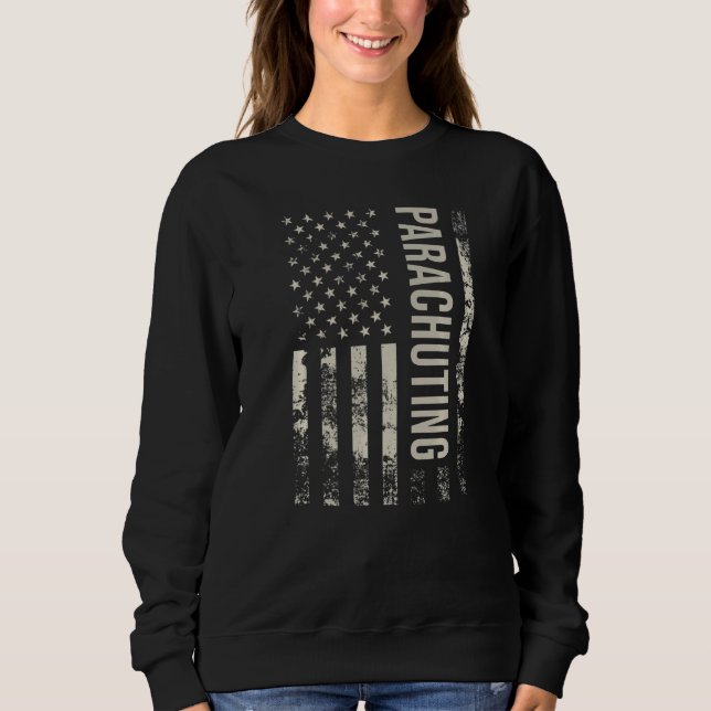 Vintage US American Flag Parachuting Premium Sweatshirt (Front)