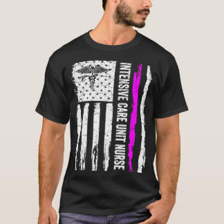 Vintage US American Flag Proud ICU Intensive Care T-Shirt