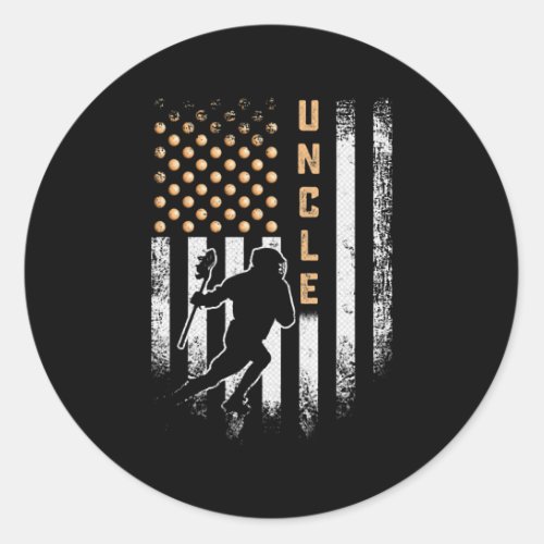 Vintage US American Flag Proud Lacrosse Uncle Lax Classic Round Sticker