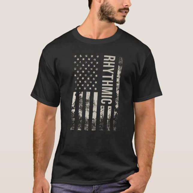 Vintage US American Flag Rhythmic Premium T-Shirt (Front)