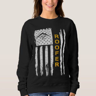 Vintage US American Flag Roofer Silhouette Roofing Sweatshirt