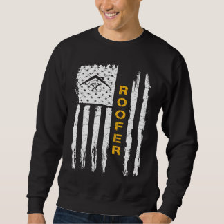 Vintage US American Flag Roofer Silhouette Roofing Sweatshirt