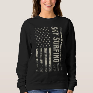 Vintage US American Flag Sky Surfing Sweatshirt