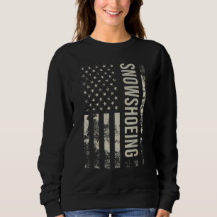 Vintage US American Flag Snowshoeing Sweatshirt
