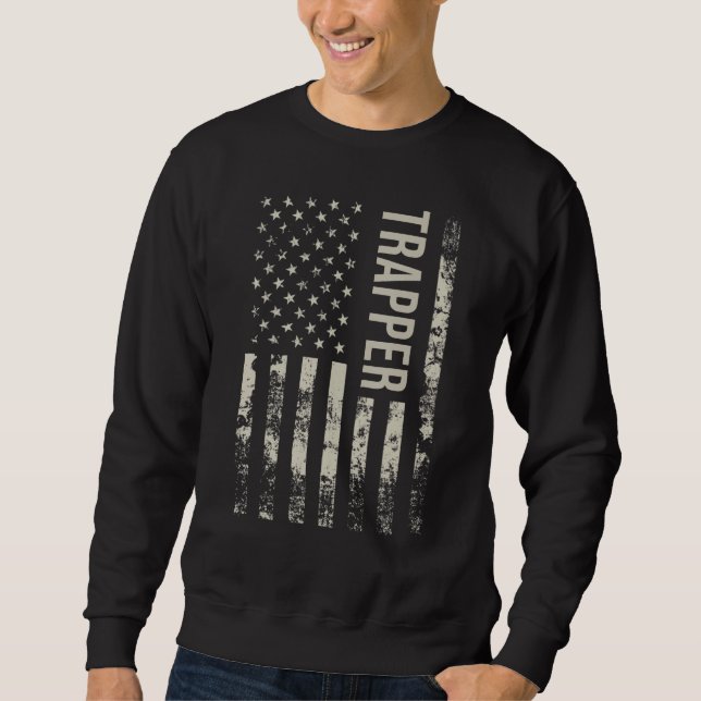 Vintage US American Flag Trapper Sweatshirt (Front)