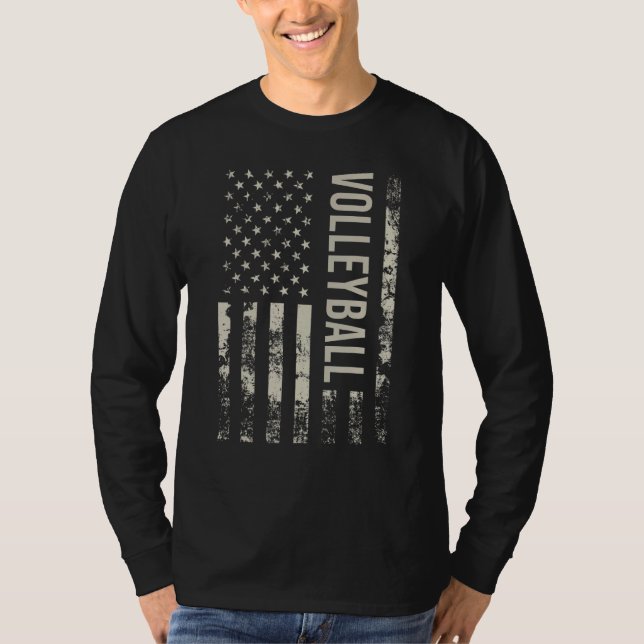 Vintage US American Flag Volleyball T-Shirt (Front)