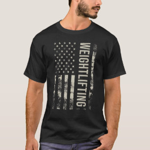 Vintage US American Flag Weightlifting T-Shirt