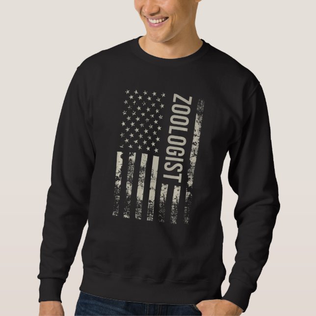 Vintage US American Flag Zoologist Premium Sweatshirt (Front)