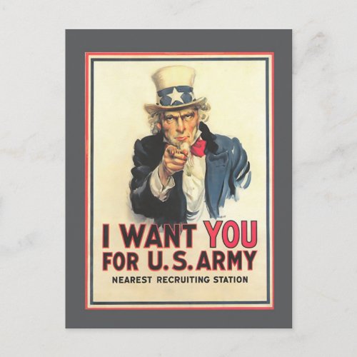 Vintage US Army Old Recruitment Poster Postcard