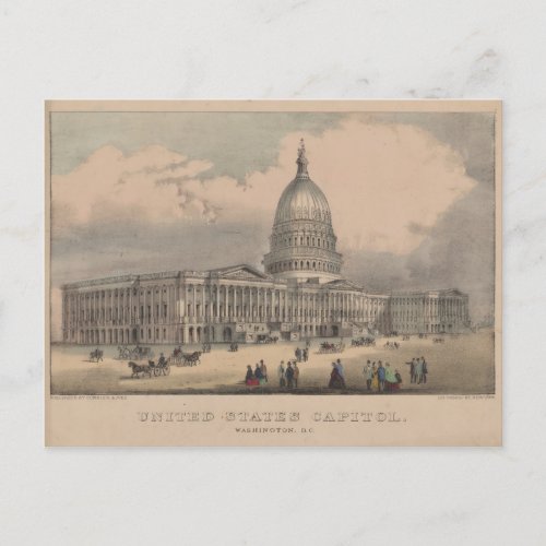 Vintage US Capitol Building Illustration 1872 Postcard