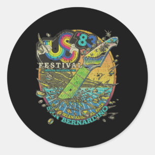Vintage US Festival 1983 Colorful Rainbow Music Fe Classic Round Sticker