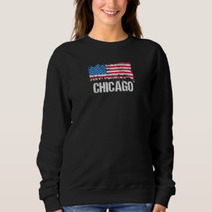 Vintage US Flag American City Chicago Illinois Sweatshirt