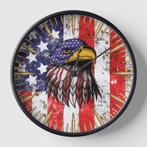 Vintage US Flag American Eagle Clock