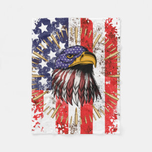 Vintage US Flag American Eagle Fleece Blanket