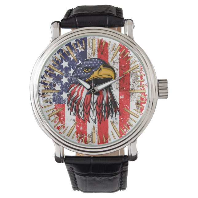 Vintage US Flag American Eagle Watch (Front)