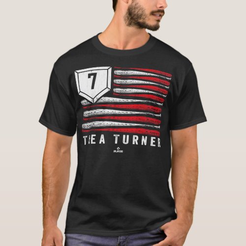 Vintage US Flag Baseball Stripes Trea Turner MLBPA T_Shirt