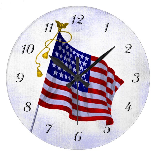 Vintage US Flag Clock With Numbers