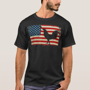 Vintage US Flag Cockfighting Game Fowl Rooster T-Shirt