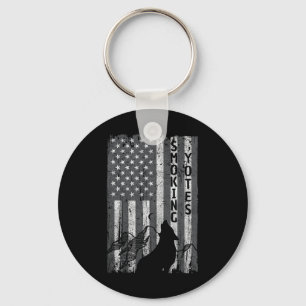 Vintage Us Flag Coyote Hunting Hunter Tee Hunters Keychain