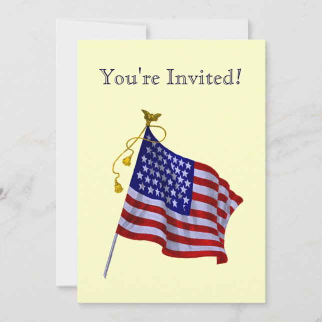 Vintage US Flag Custom Party Invitations (Front)