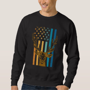 Vintage US Flag Deer Patriotic Hunter Costume Amer Sweatshirt