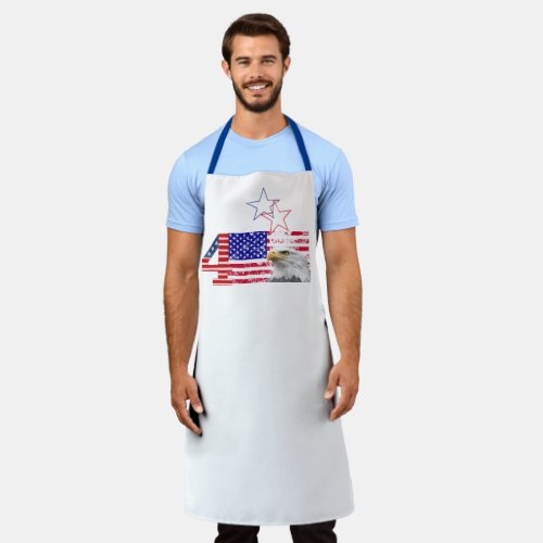 Vintage US Flag Design Patriot BBQ Grill Chef Apron
