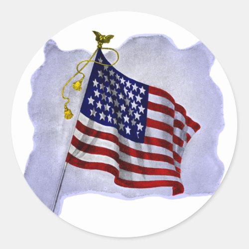 Vintage US Flag in Patriotic Colors Classic Round Sticker